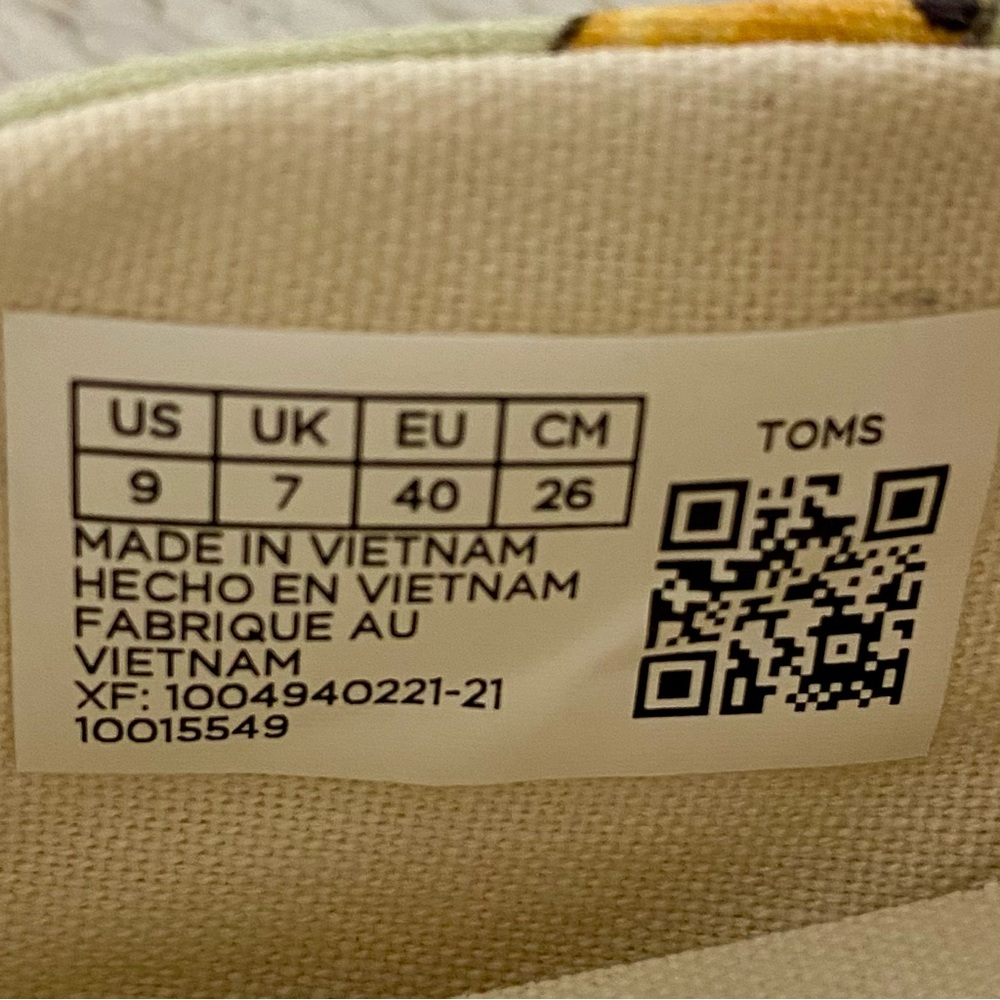 Toms Alpargata Green Matcha Boba Tea Printed Slip On Canvas Shoes Women’s Size 9 - Picture 9 of 10